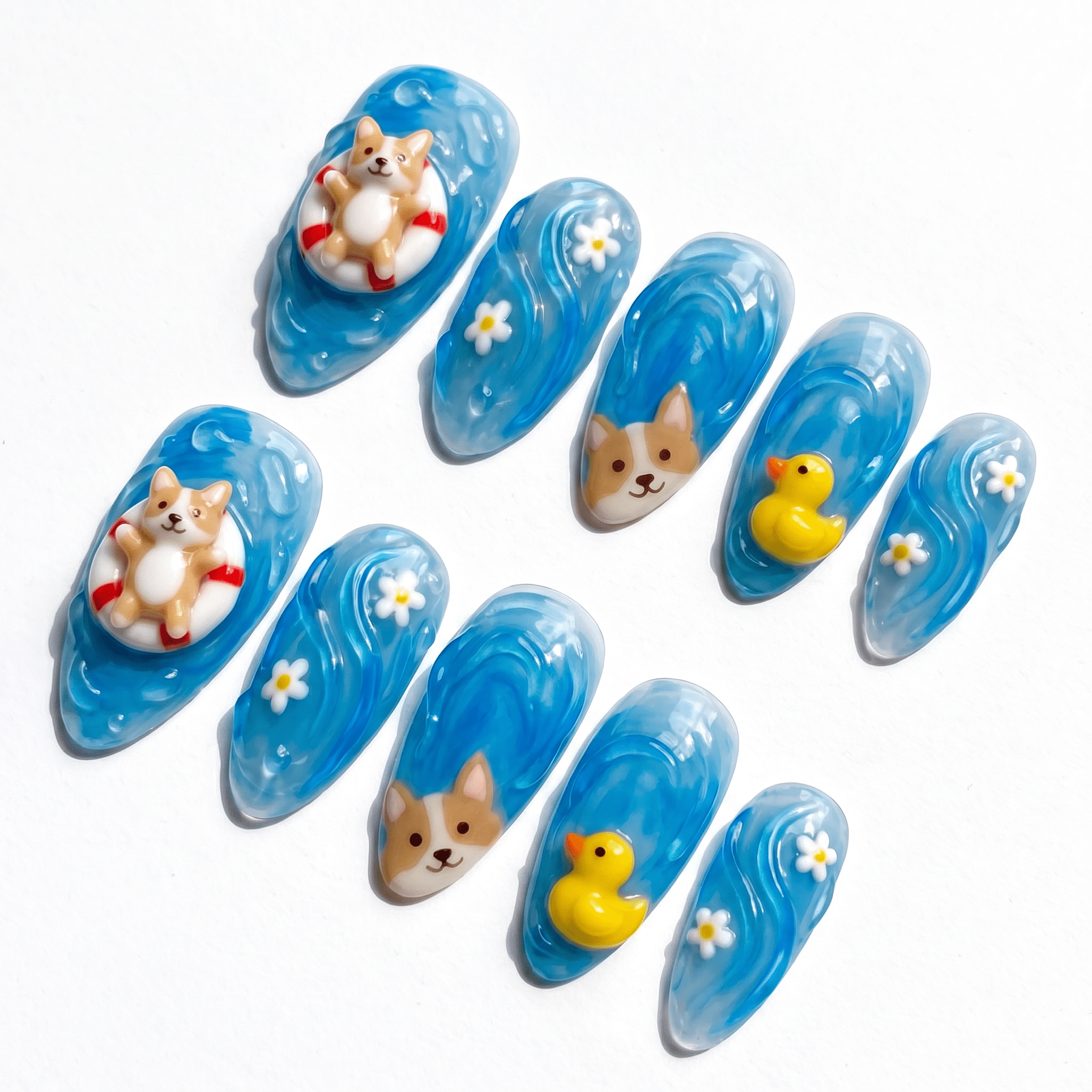 Summer Puppy full press-on nail set – sizes XS–L by Handora