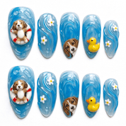 Summer Puppy salon-quality handmade press-on nails by Handora