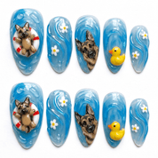 Summer Puppy press-on nails by Handora