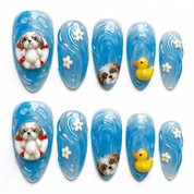 Summer Puppy - Handora Nails - almond nailsCustomcustom nail art