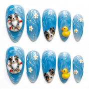 Summer Puppy press-on nails by Handora
