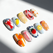 Summer Seafood press-on nails by Handora