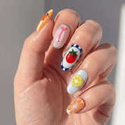 Summer Seafood summer nail design – handmade press-on nails by Handora
