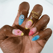 Summer Sorbet almond press-on nails – design close-up by Handora