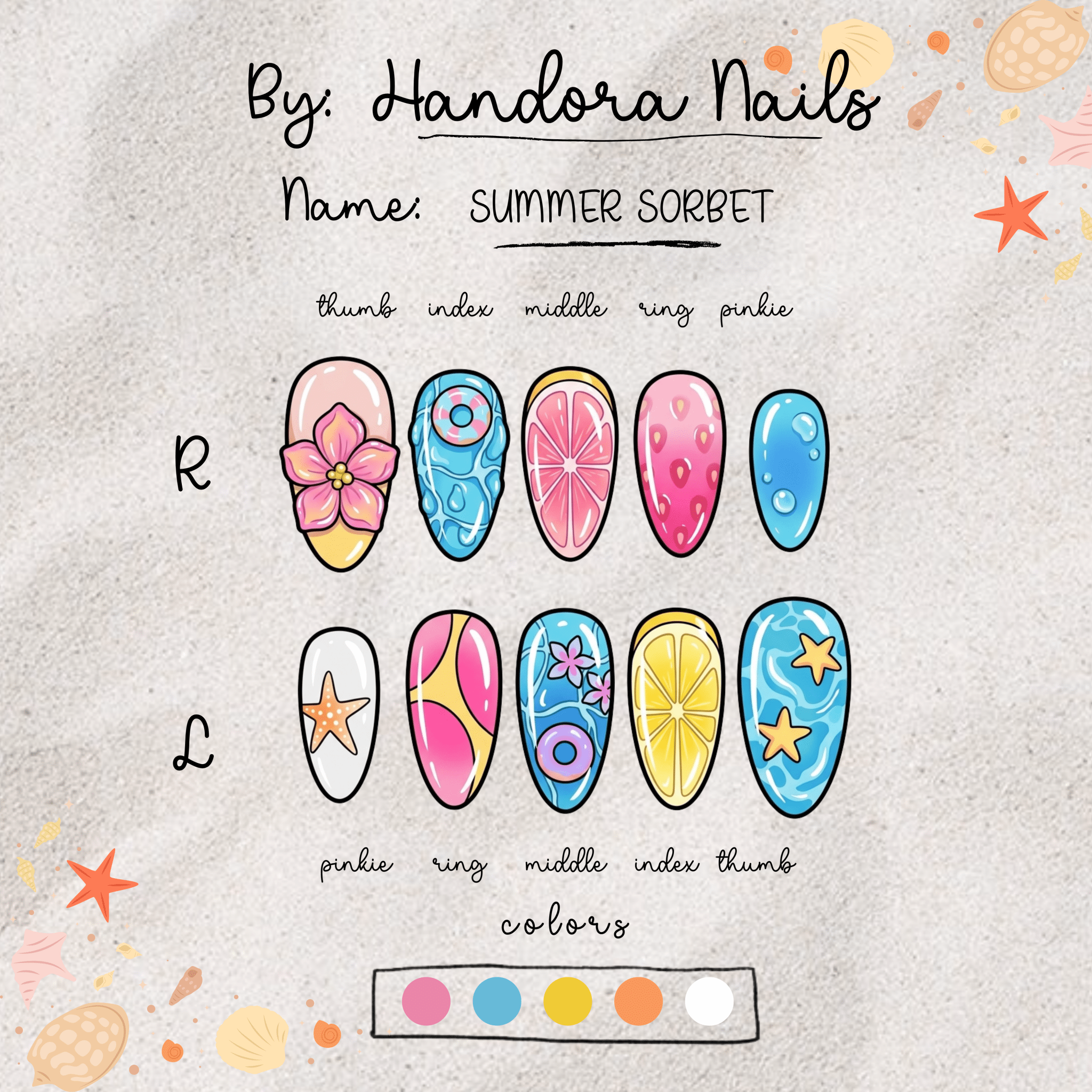 Summer Sorbet press-on nails by Handora