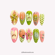 Summer Sparkle almond summer press-on nails by Handora