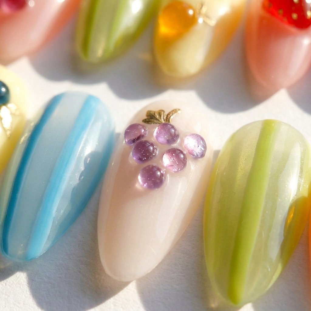 Summer Zest salon-quality handmade press-on nails by Handora
