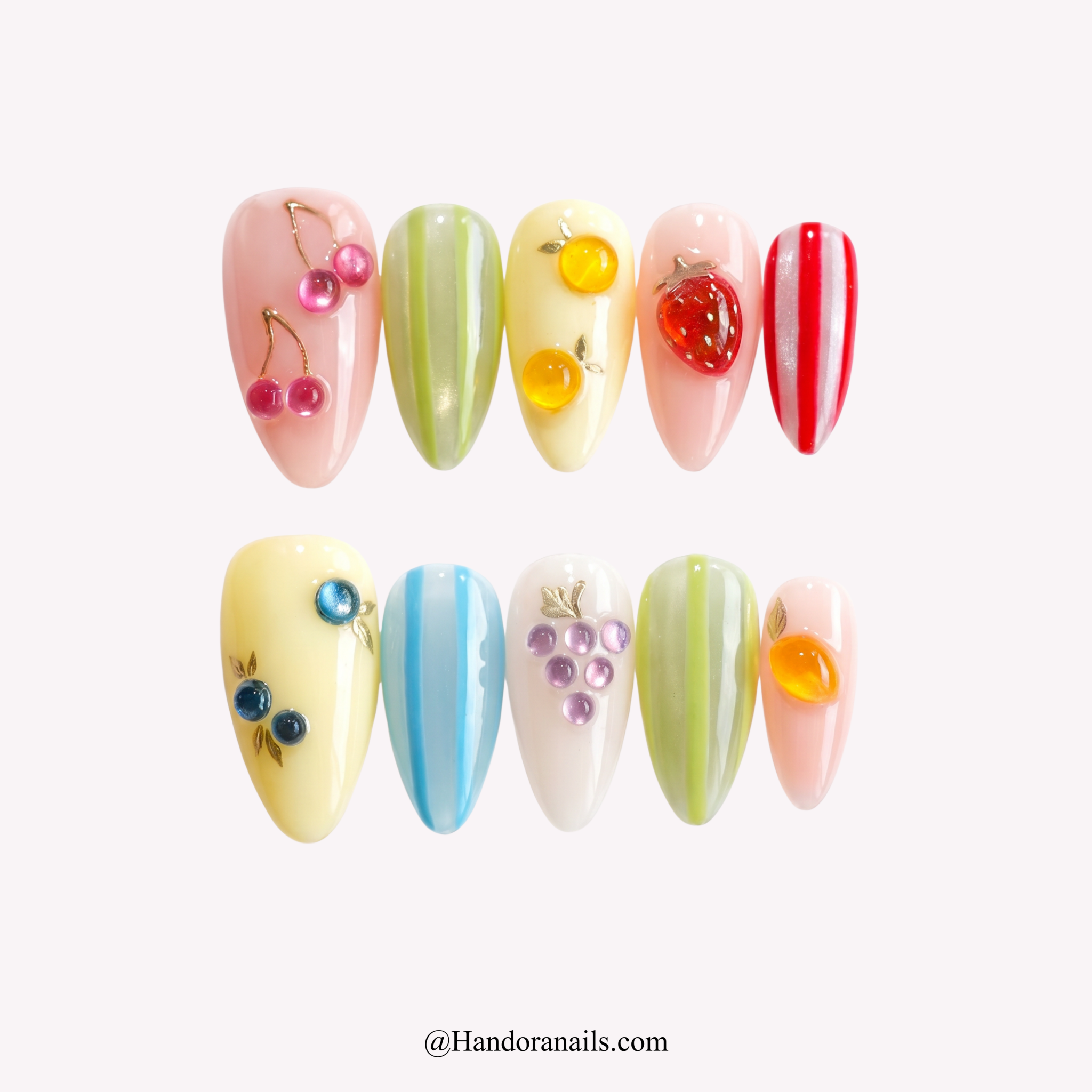 Summer Zest summer press-on nails by Handora