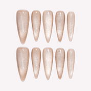 Sundrop almond cat eye press-on nails by Handora