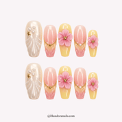 Sunlit Bloom floral press-on nails by Handora