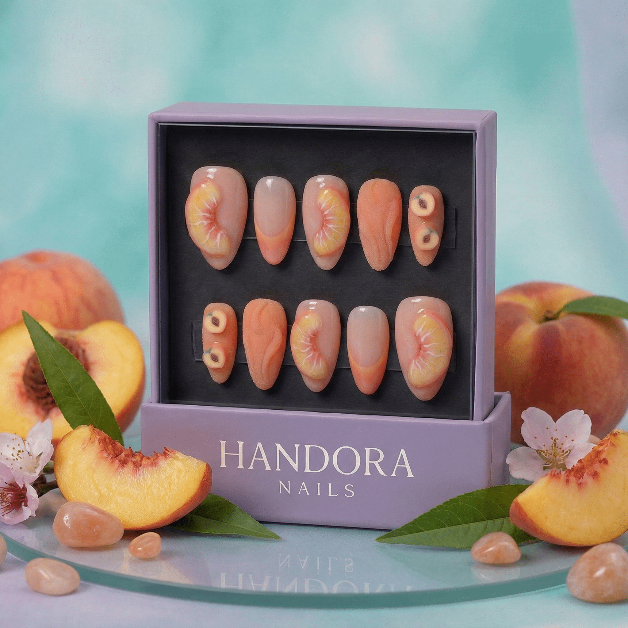 Sunset Citrus press-on nails by Handora