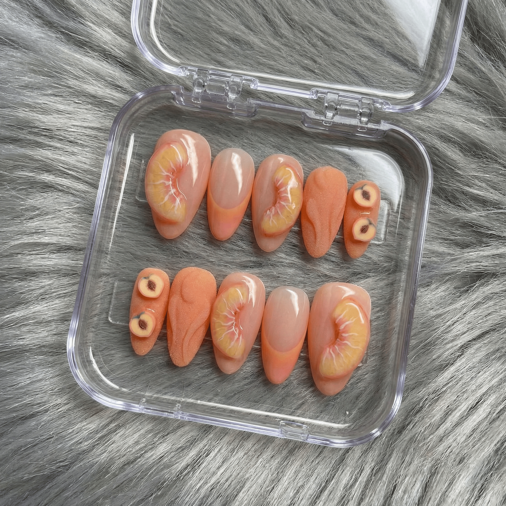 Sunset Citrus salon-quality handmade press-on nails by Handora