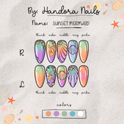 Sunset Mermaid press-on nails by Handora