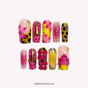 Safari Blossom floral press-on nails by Handora