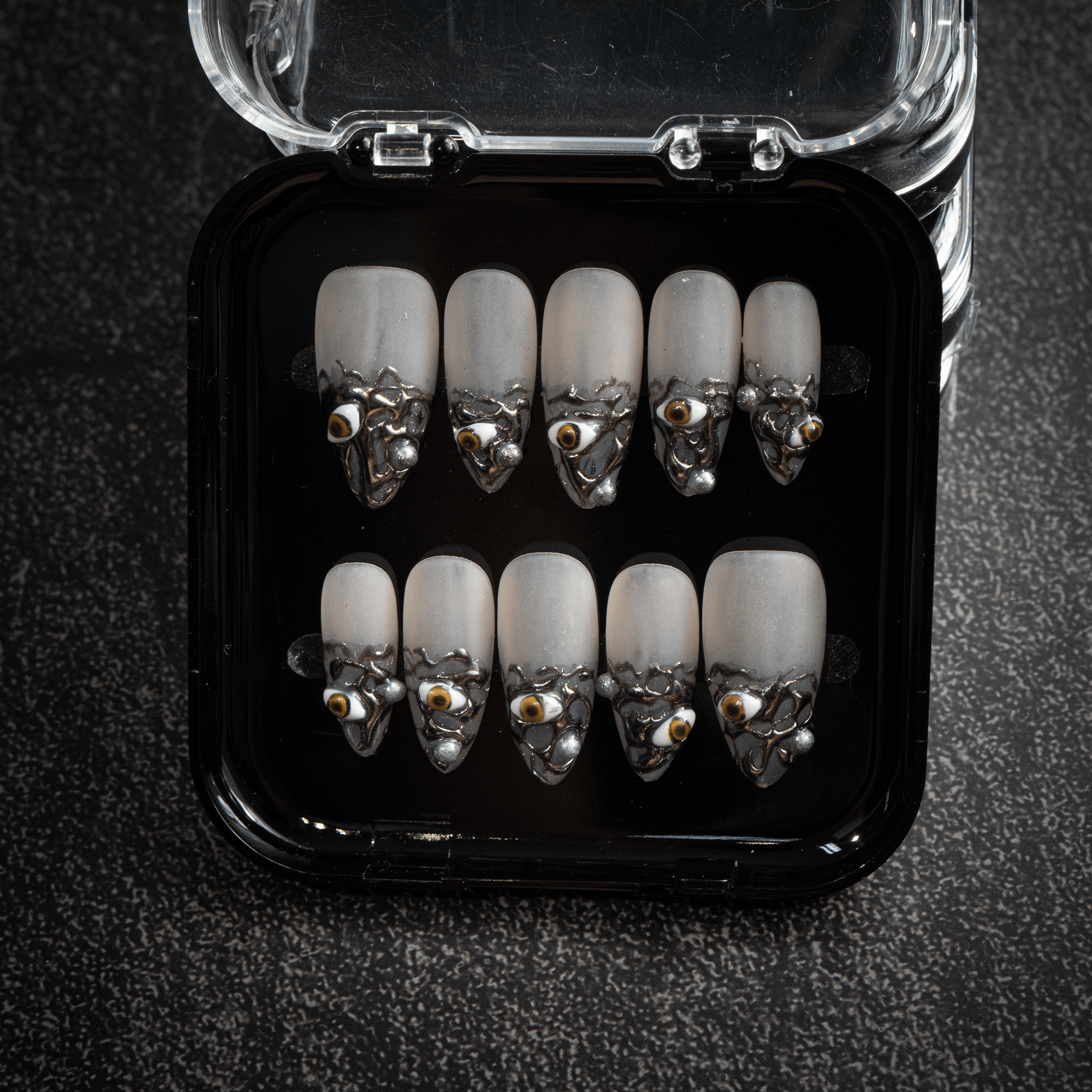 Surreal Vision press-on nails – hand-painted reusable gel set by Handora