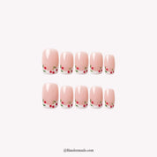Sweet Berries Christmas press-on nails - white background by Handora Nails