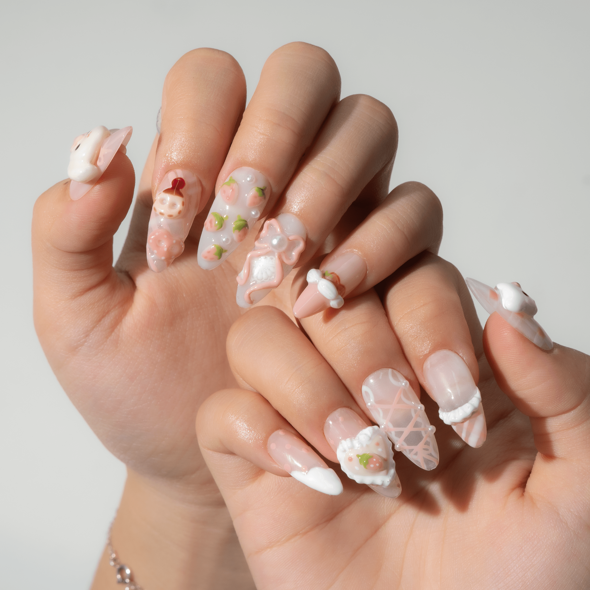 Sweet Berry kawaii nail design – handmade press-on nails by Handora