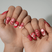 Sweet Blossom press-on nails – hand-painted reusable gel set by Handora