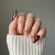Sweet Dachshund press-on nails – hand-painted reusable gel set by Handora