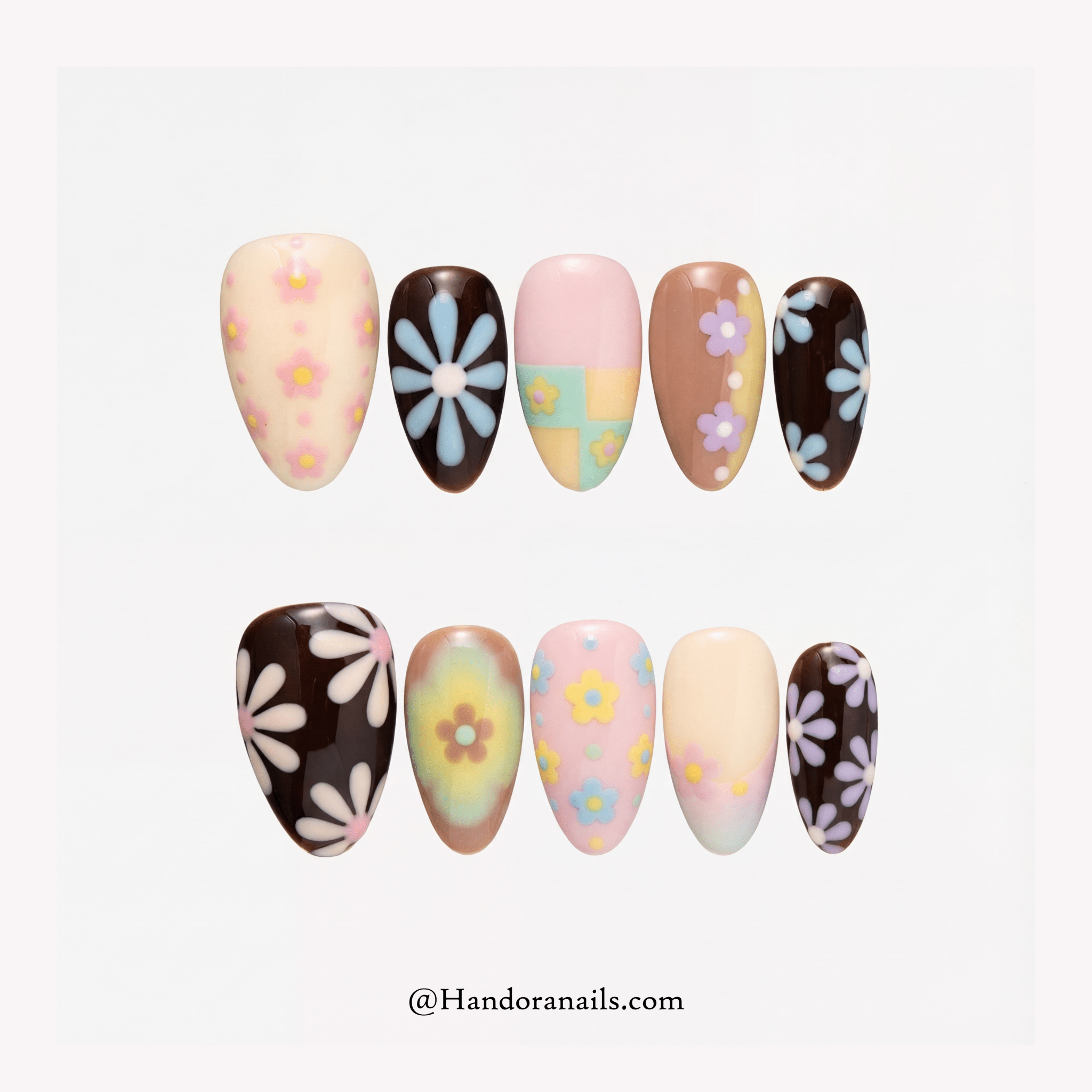 Sweet Decades floral press-on nails by Handora