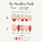 Sweet Heart press-on nails – design close-up by Handora