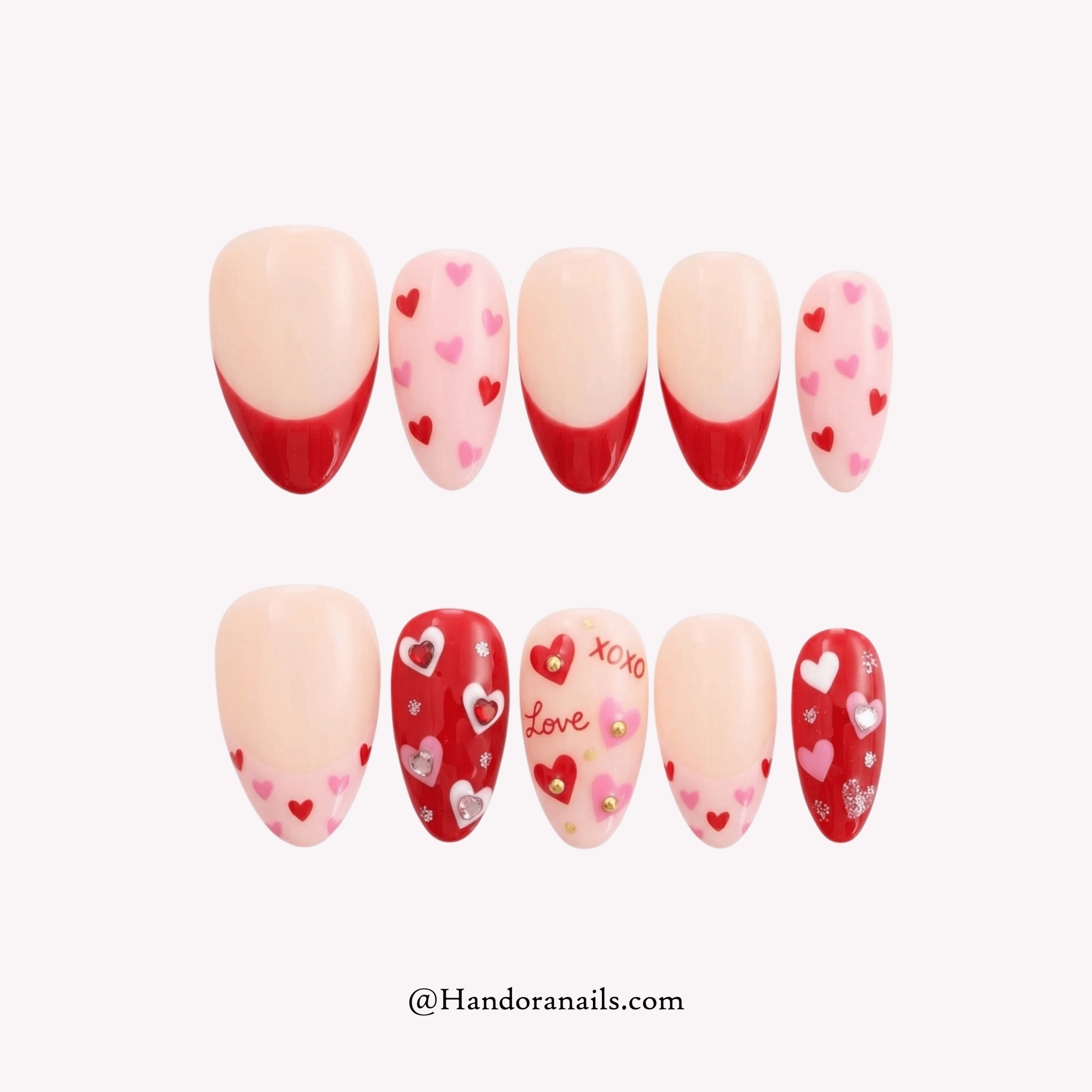 Sweet Heart press-on nails by Handora