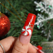 Sweet Noel square press-on nails – design close-up by Handora