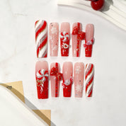 Sweet Noel square press-on nails by Handora