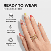 Sweet Orchard press-on nails – design close-up by Handora