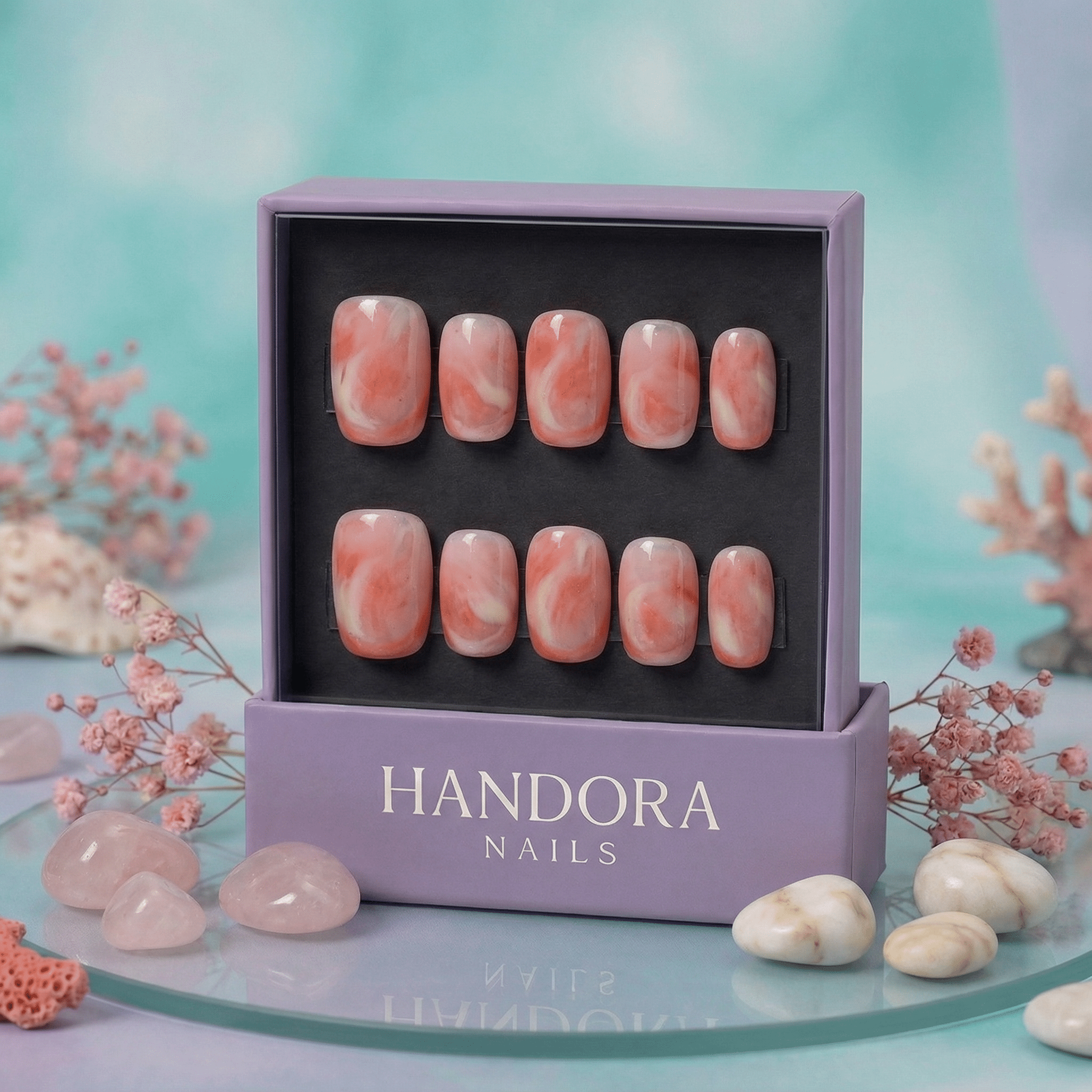 Sweet Peachy full press-on nail set – sizes XS–L by Handora