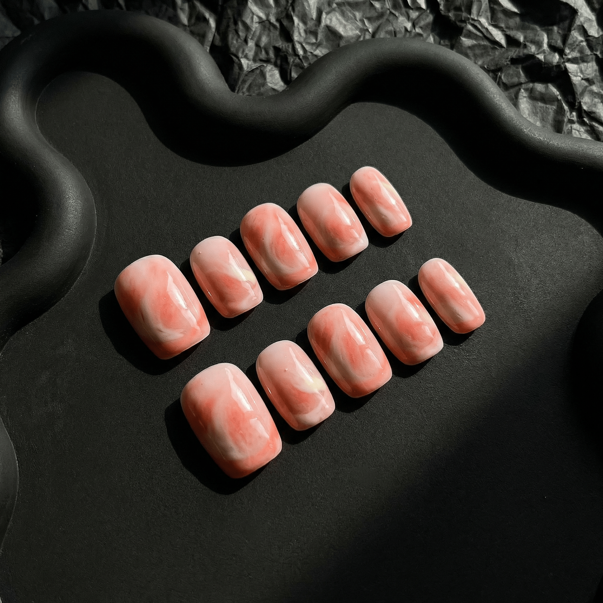 Sweet Peachy salon-quality handmade press-on nails by Handora