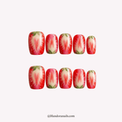Sweet Strawberry press-on nails by Handora