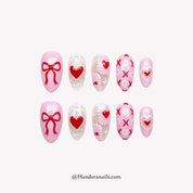 Sweetheart Bow oval 3d press-on nails by Handora