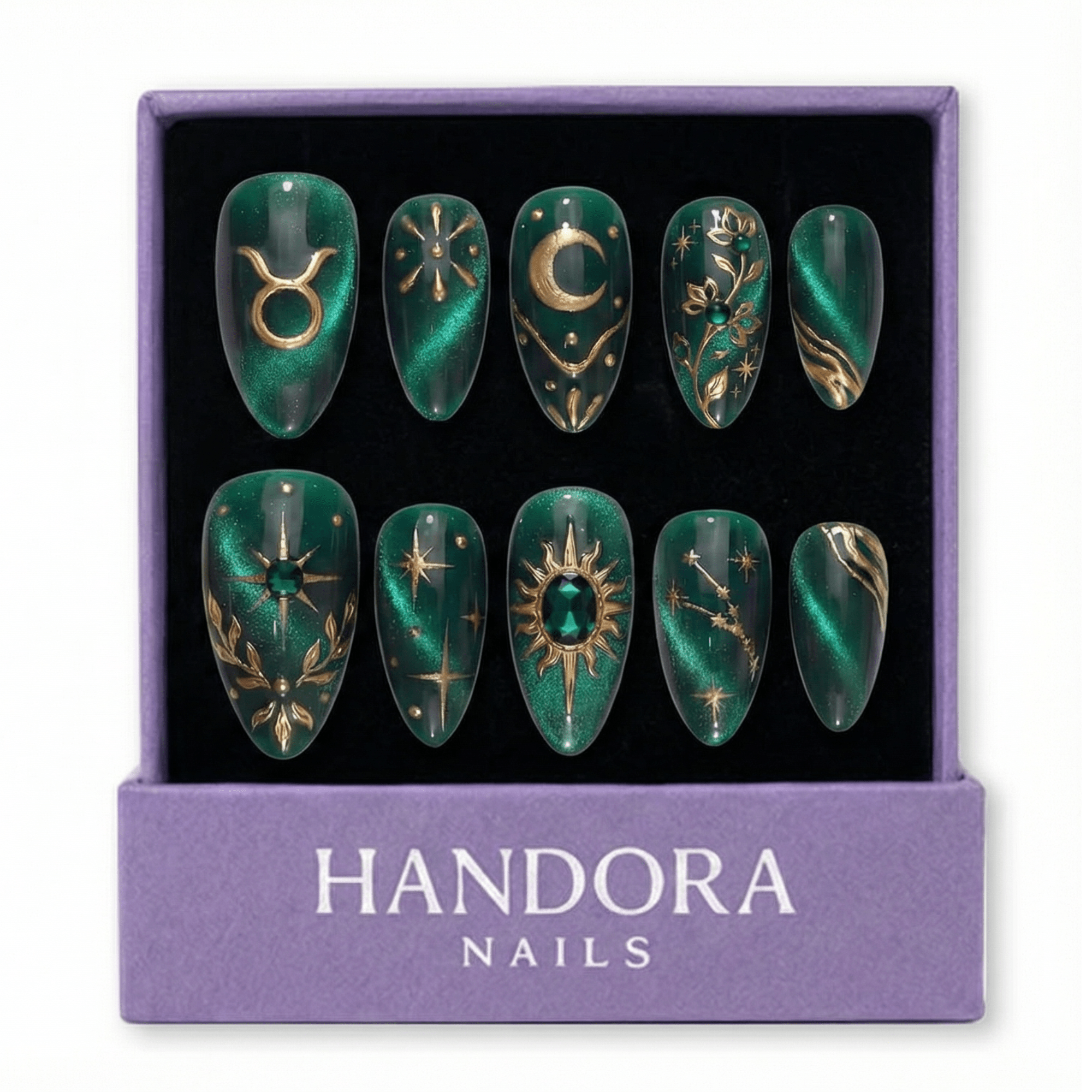 Taurus Bloom cat eye press-on nails by Handora