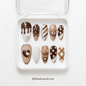 Teddy Confection press-on nails – design close-up by Handora