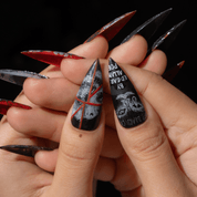 The Black Cat press-on nails – hand-painted reusable gel set by Handora