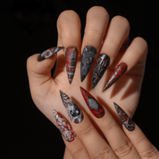 The Black Cat press-on nails – design close-up by Handora