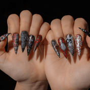 The Black Cat gothic nail design – handmade press-on nails by Handora