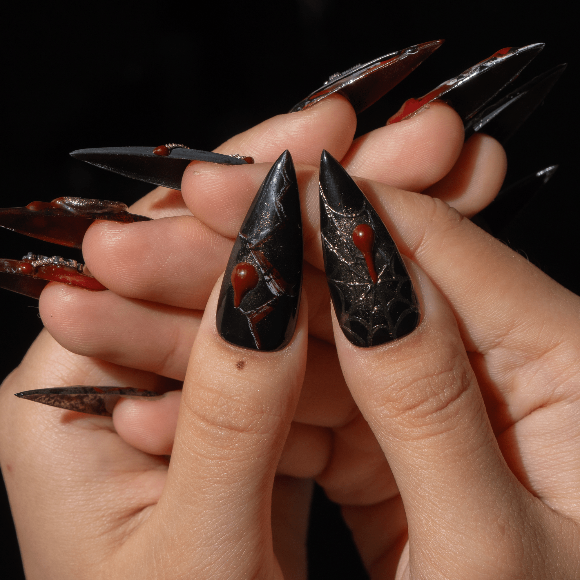 The Fall of the House of Usher press-on nails – hand-painted reusable gel set by Handora