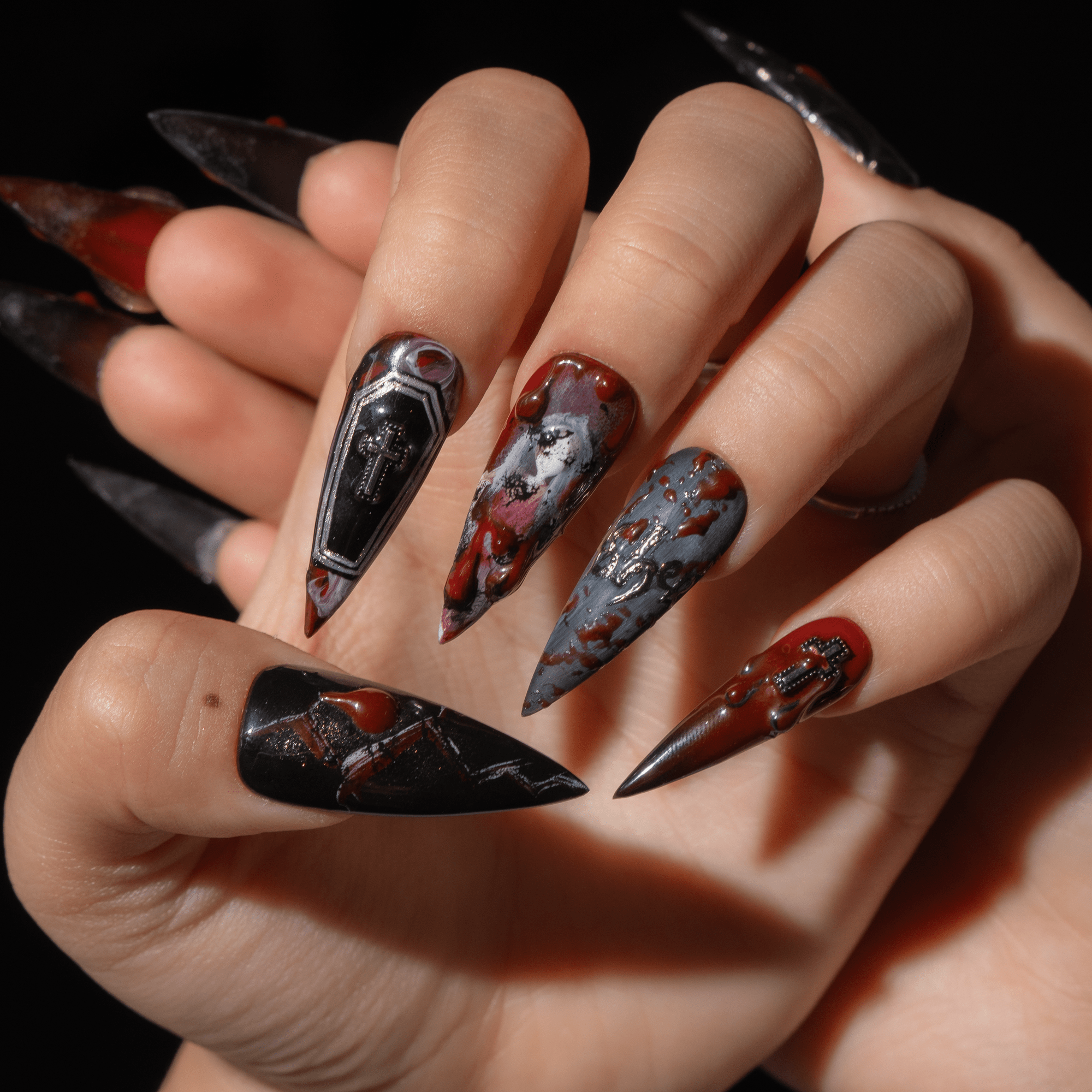 The Fall of the House of Usher gothic press-on nails by Handora