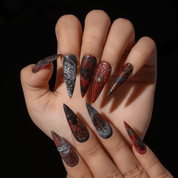 The Masque of the Red Death gothic nail design – handmade press-on nails by Handora