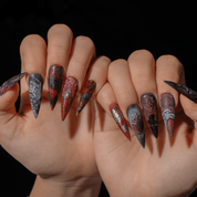The Masque of the Red Death press-on nails – design close-up by Handora