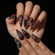 The Murders in the Rue Morgue press-on nails – design close-up by Handora