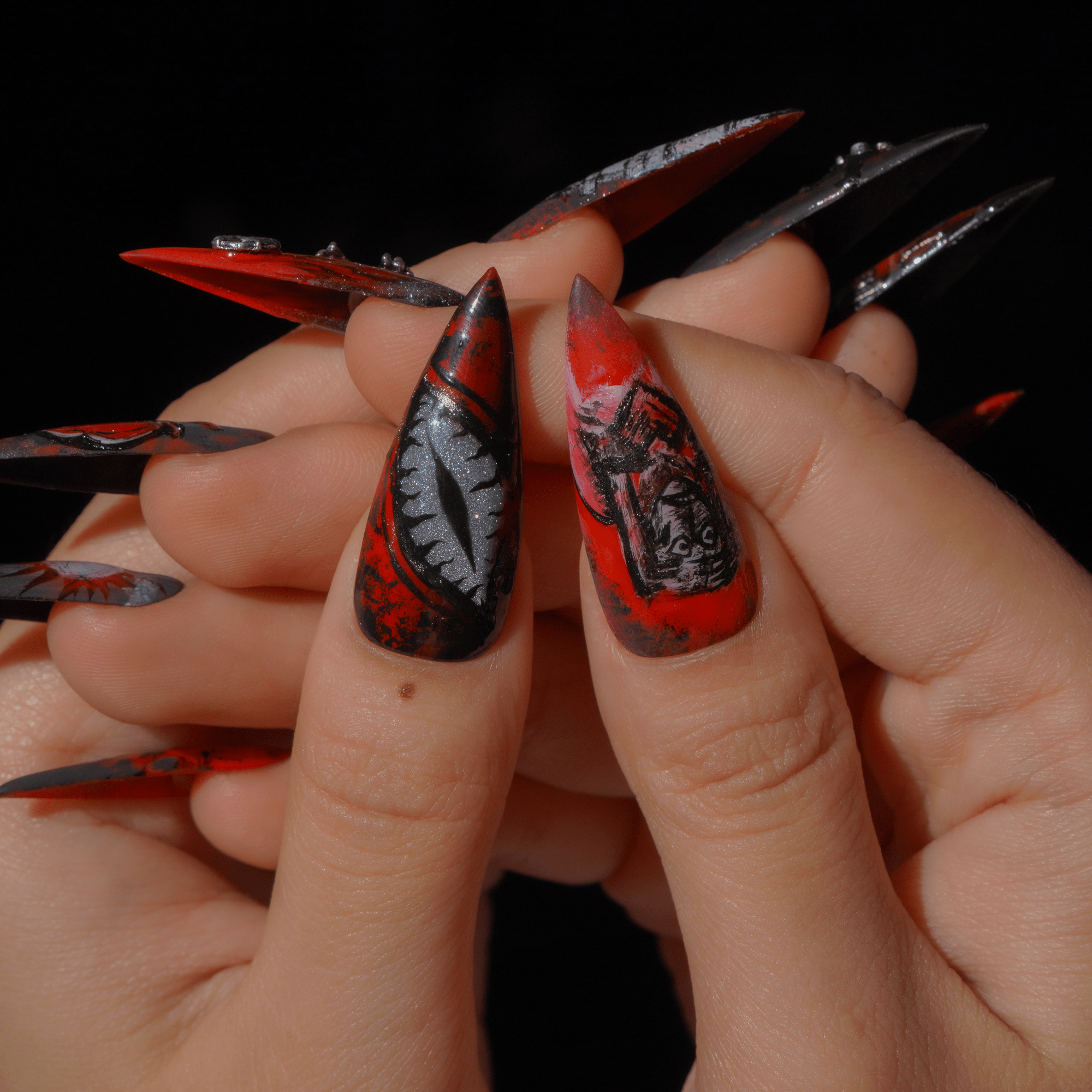 The Tell Tale Heart gothic nail design – handmade press-on nails by Handora