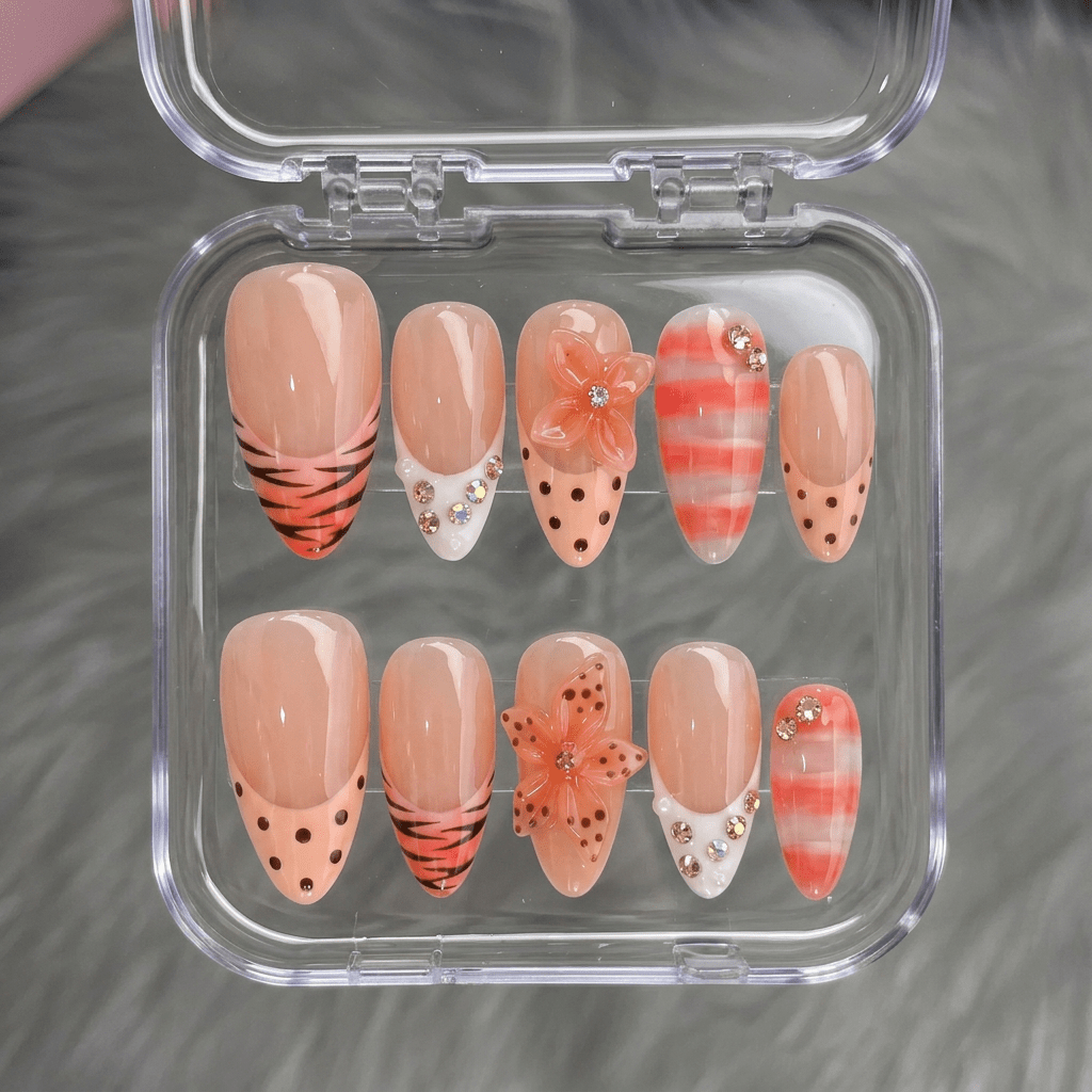 Tiger Blossom press-on nails by Handora