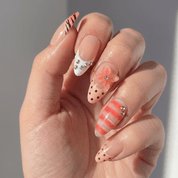 Tiger Blossom press-on nails – hand-painted reusable gel set by Handora