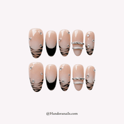 Tiger Chrome almond 3d press-on nails by Handora