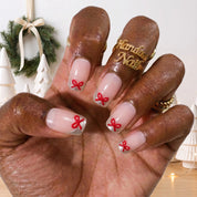 Tiny Bows Christmas press-on nails - design view 6 by Handora Nails