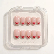 Tiny Bows Christmas press-on nails - design view 9 by Handora Nails