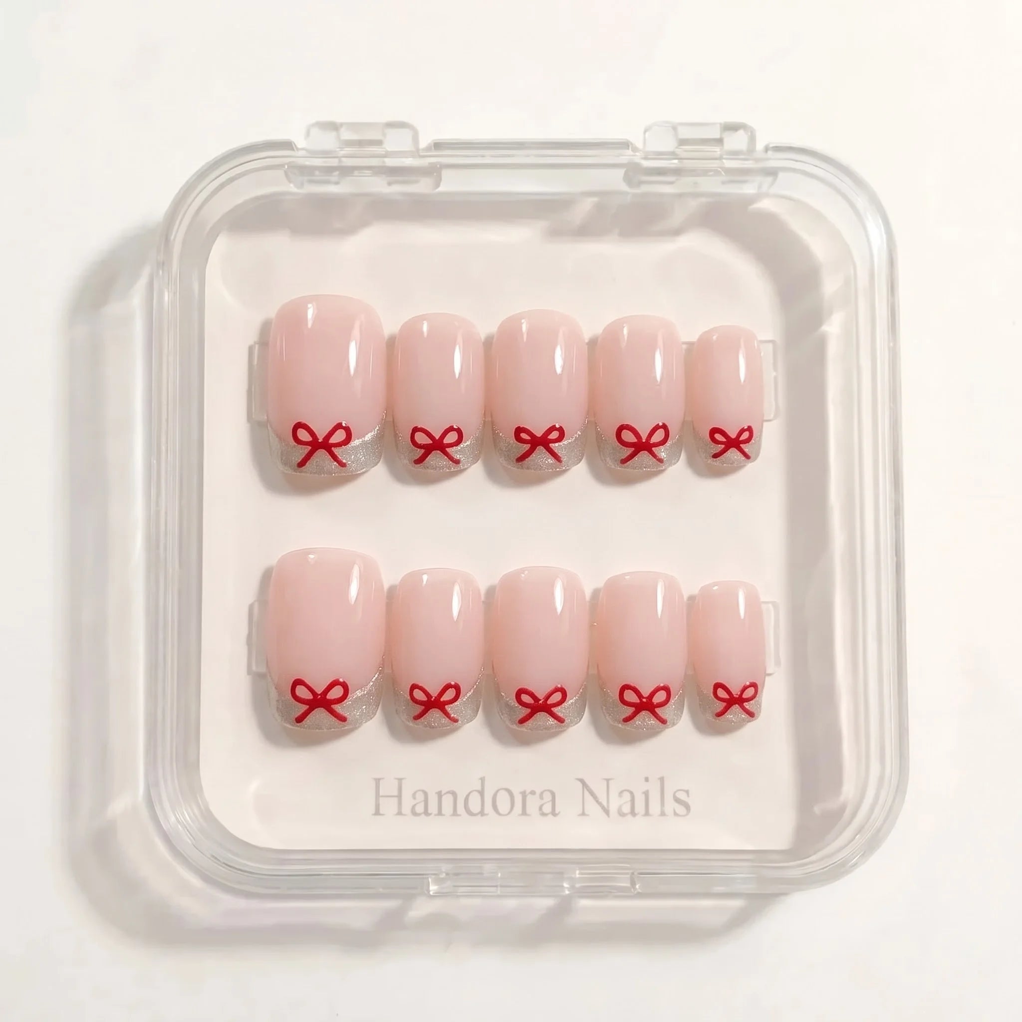 Tiny Bows Christmas press-on nails - design view 9 by Handora Nails